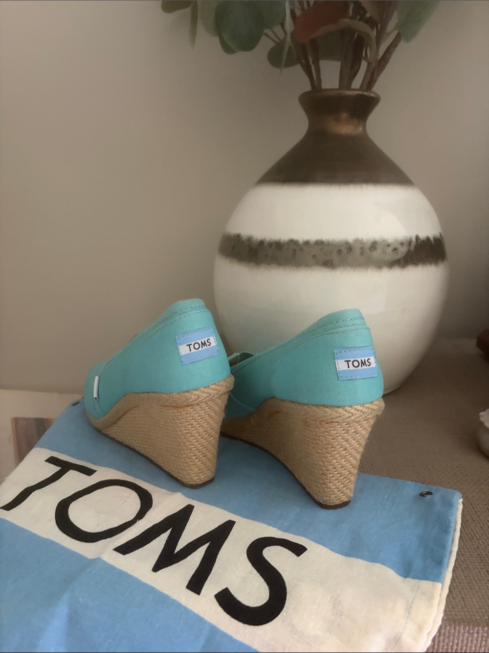 Toms Aqua Canvas Wedge Espadrilles - Turquoise